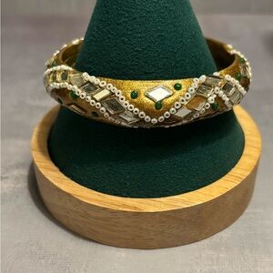 Handmade Golden Mirror & Beaded Bracelet